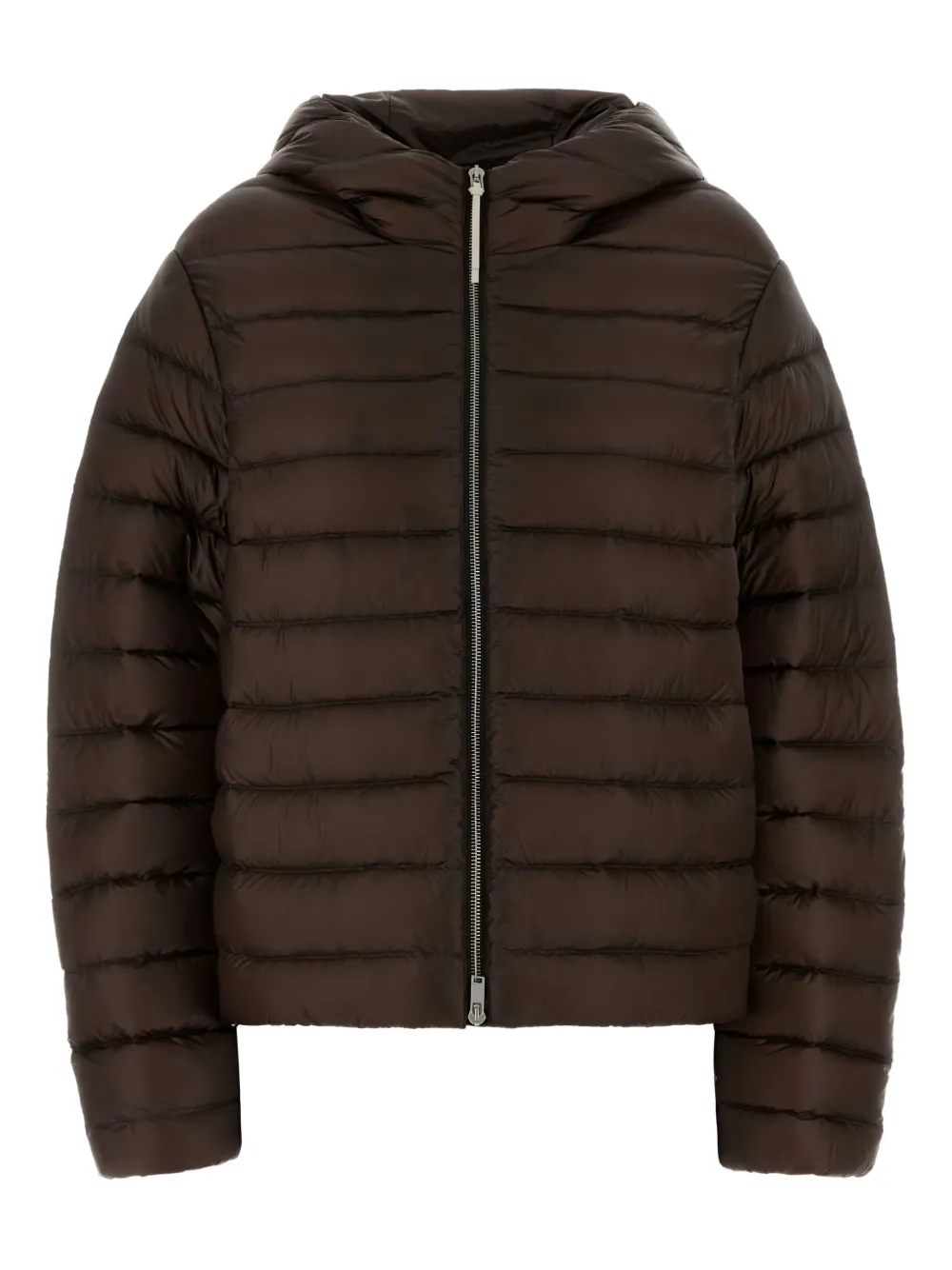 Jil Sander Hooded Quilted Down Jacket With Long Sleeves In Brown