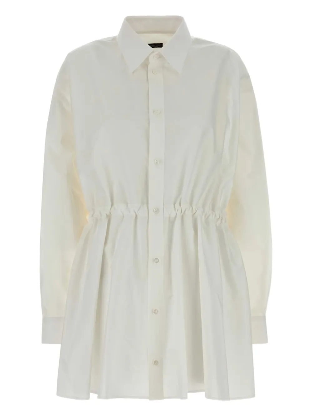 Balenciaga Shirt Dress With Pleated Design And Elastic Waist In Neutral