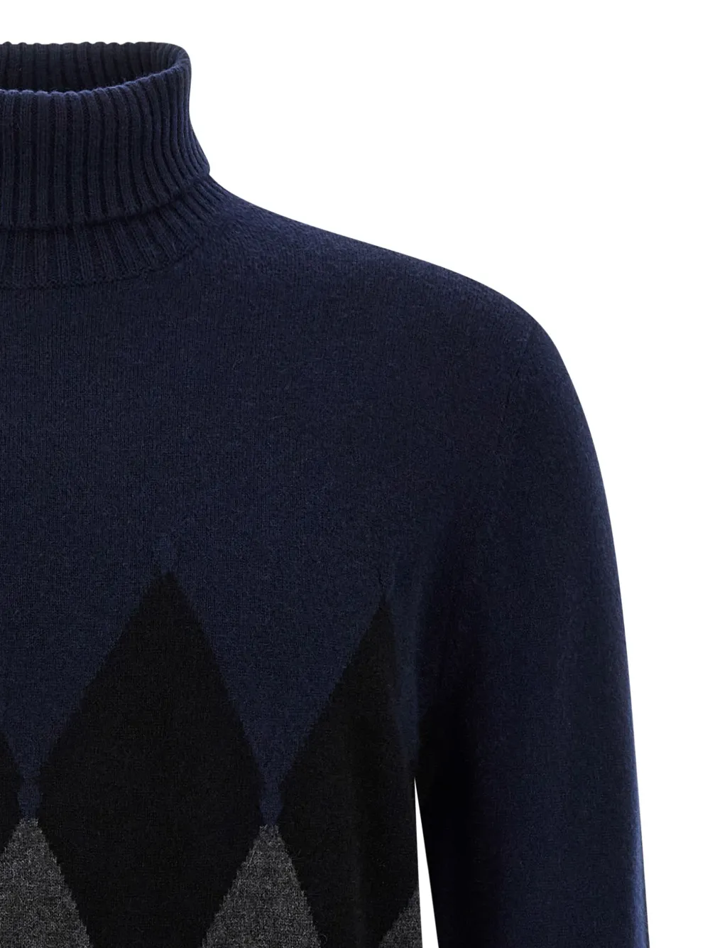 Ballantyne Argyle-pattern Turtleneck Sweater In Blue