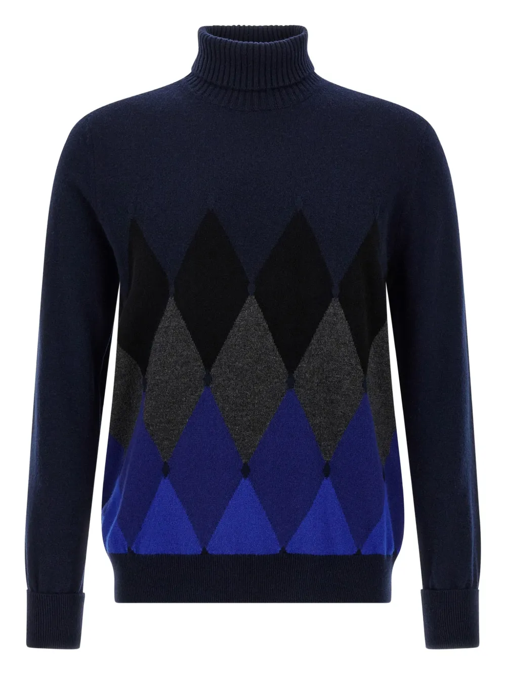 Ballantyne Argyle-pattern Turtleneck Sweater In Blue