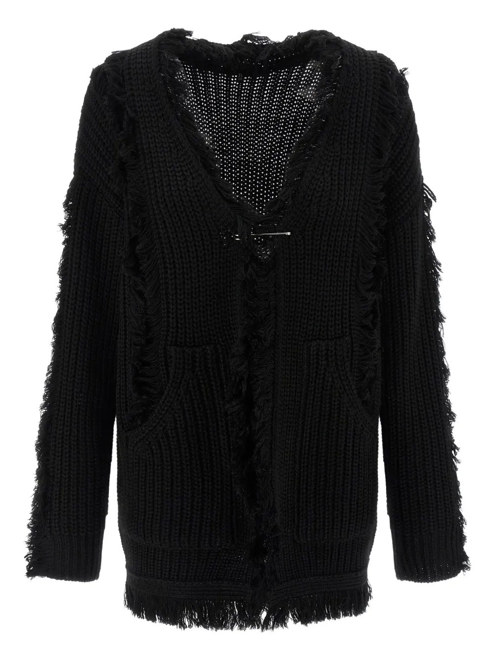 R13 brooch-detail cardigan | Black | Image 1