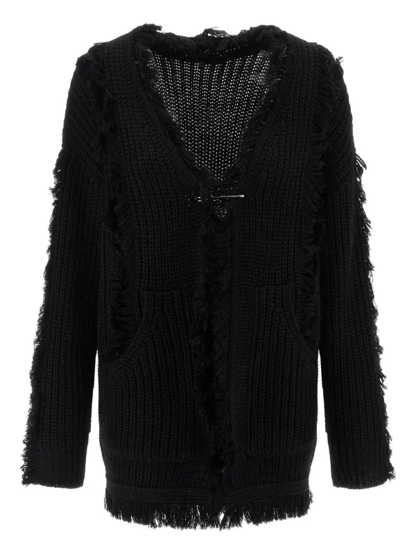 R13 Brooch-detail Cardigan in Black