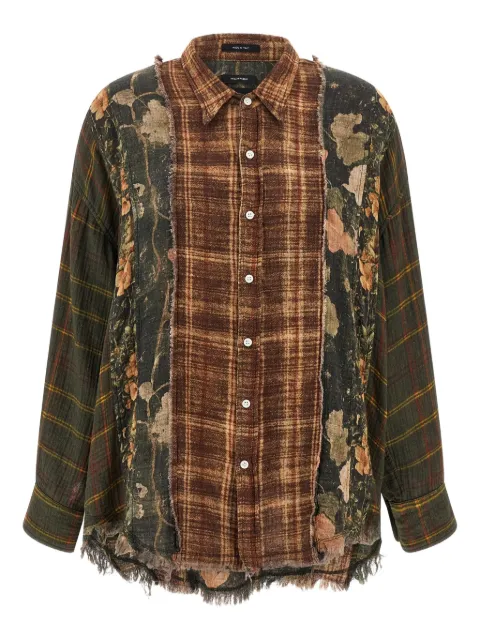 R13 checked frayed shirt