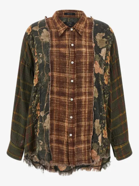 R13 checked frayed shirt