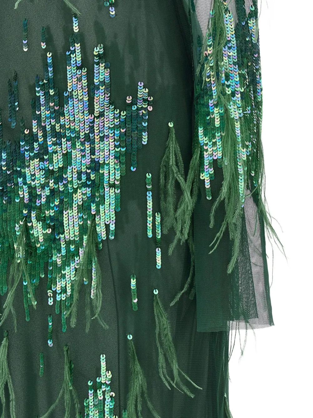 Pinko Dress With Sequins And Feathers In Green