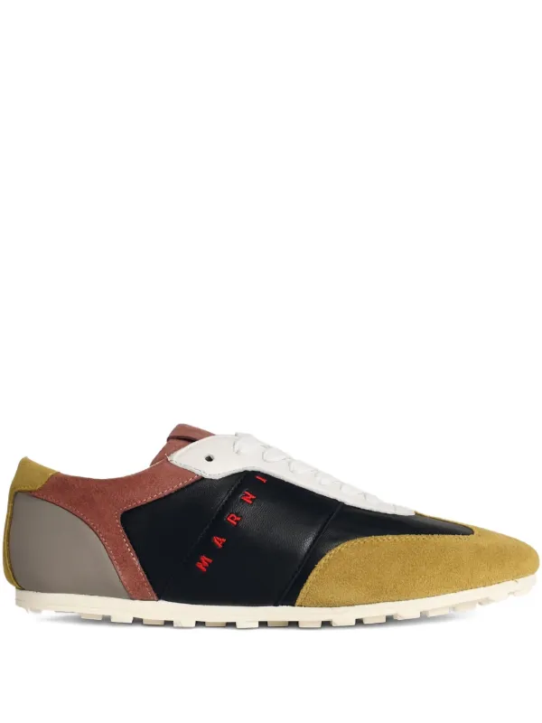 Marni Leather and Suede Softy Soccer Sneaker in Black