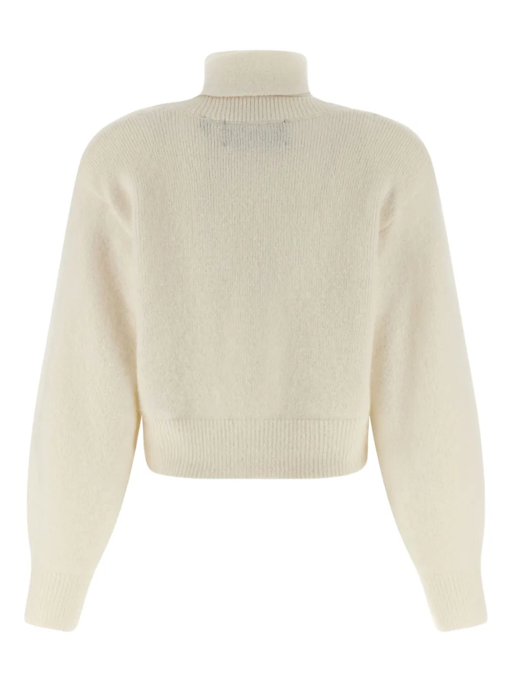 Rotate Birger Christensen High Neck Long Sleeve Knit Cardigan In White