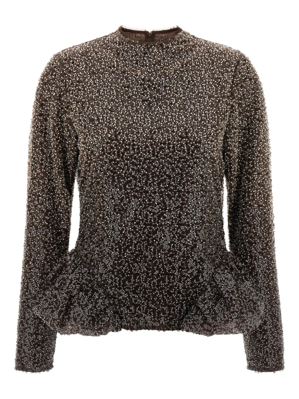 ROTATE BIRGER CHRISTENSEN peplum-detail top | Brown | Image 1