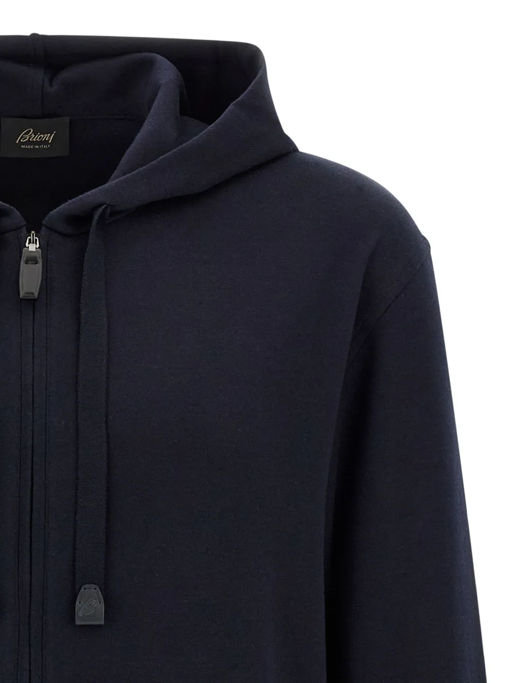Brioni Casual Cotton Hoodie Featuring Front Pockets In Blue