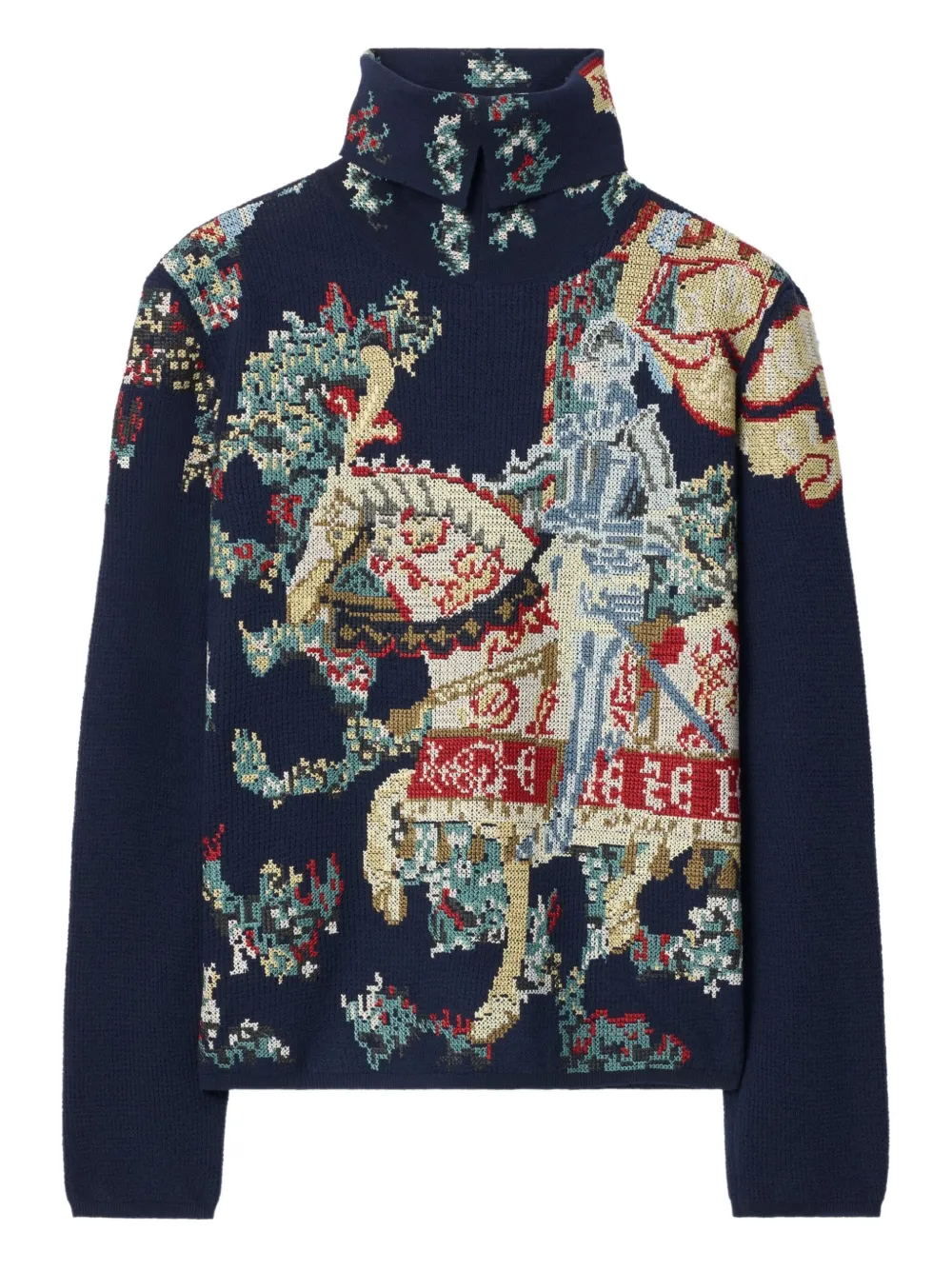 Burberry tapestry knight collared sweater | Blue | Image 1
