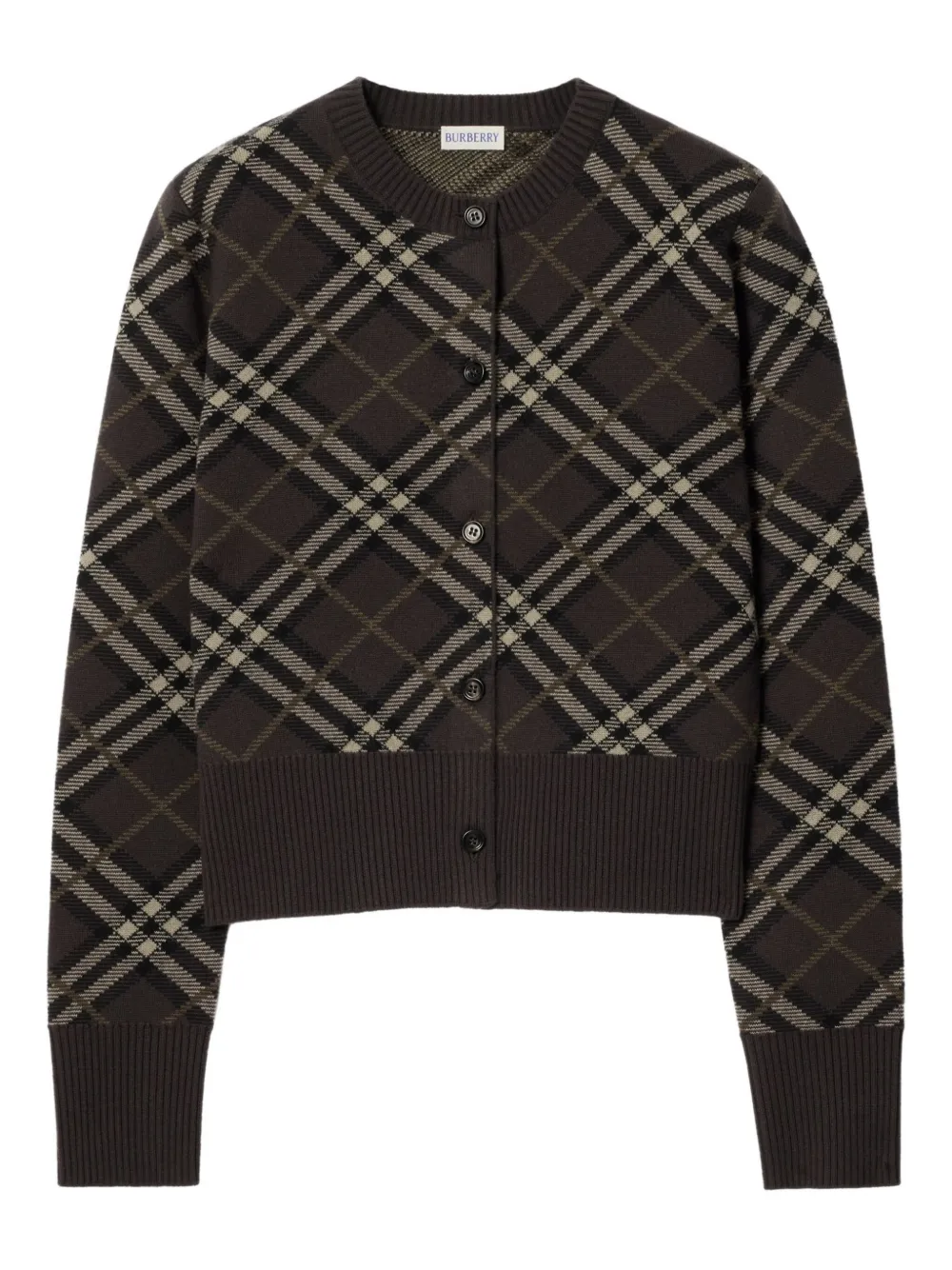 Burberry check-pattern cashmere cardigan | Brown | Image 1