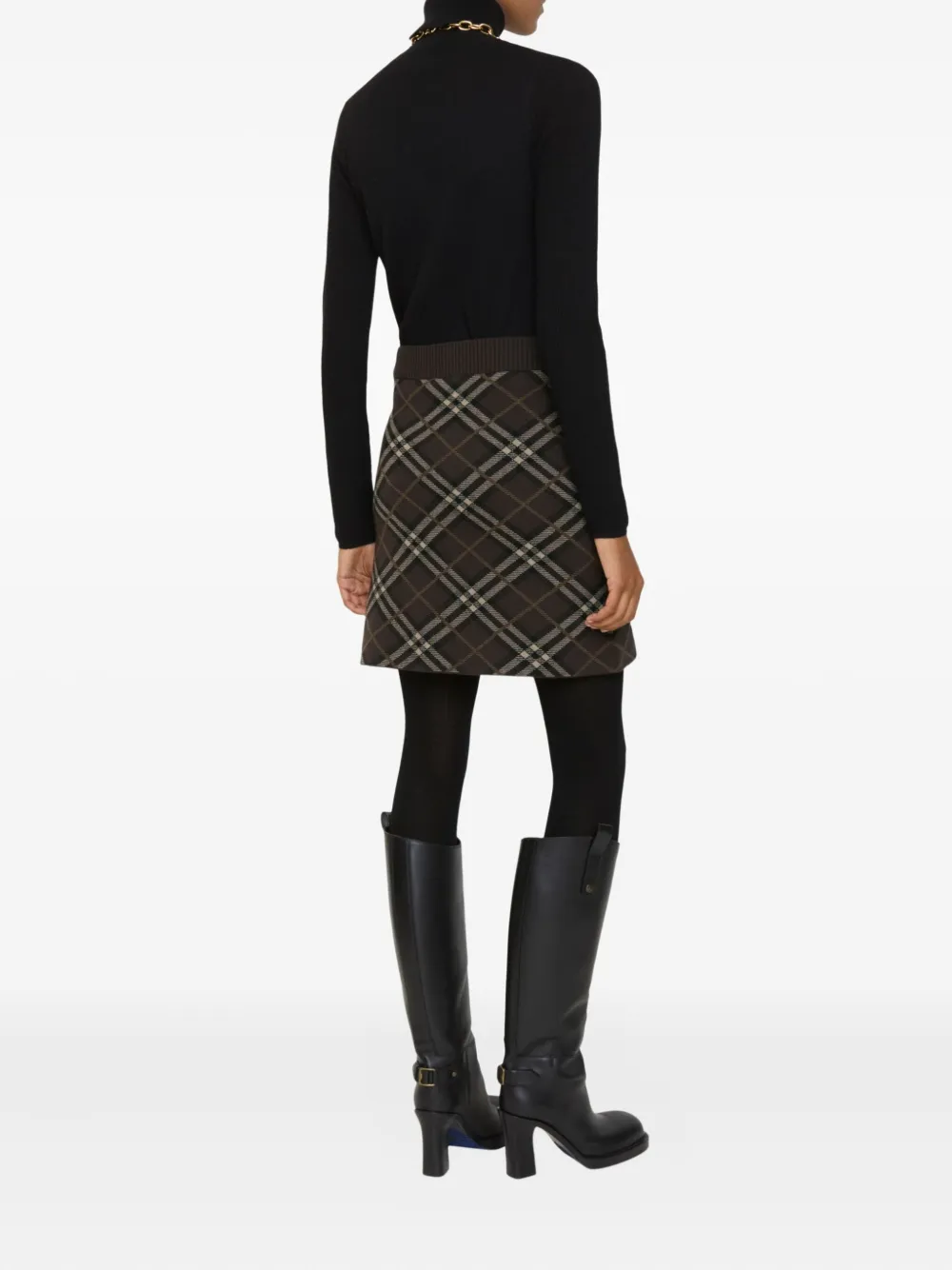 Burberry Check Wool Cashmere Skirt In Brown