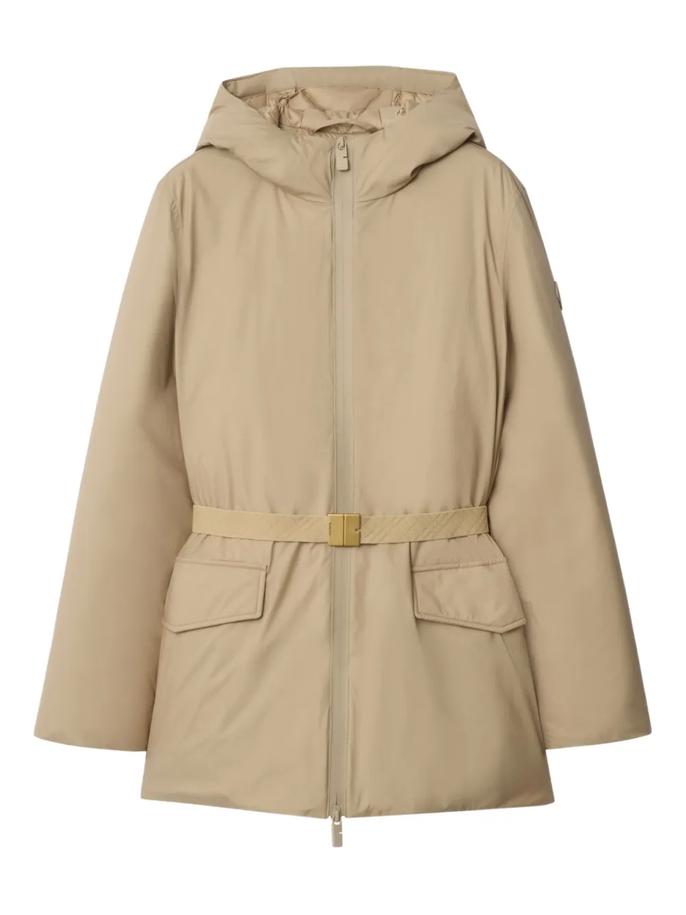 Burberry Belted Hooded Coat In Multi