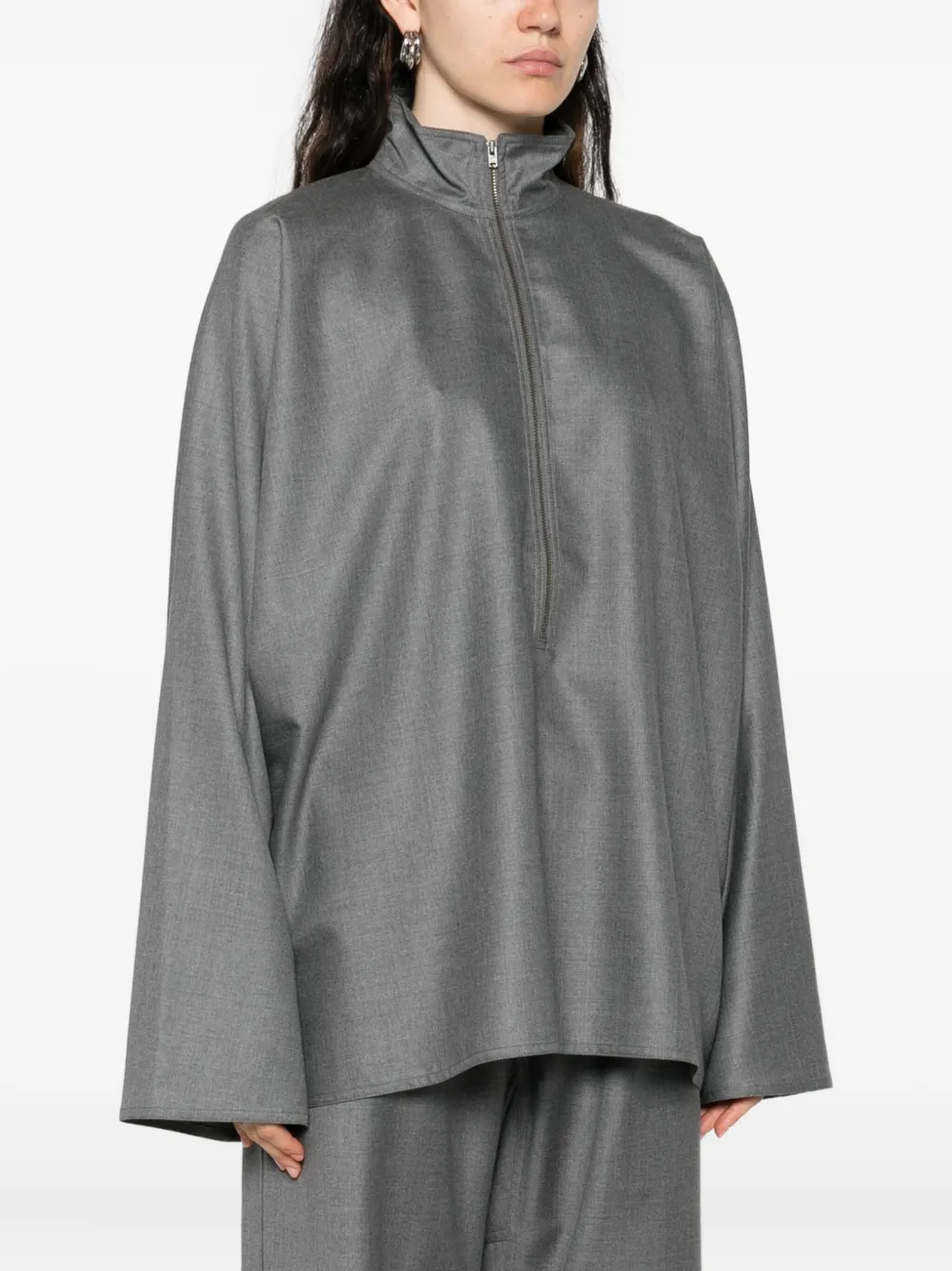Sofie D'hoore Half-zip Blouse In Gray