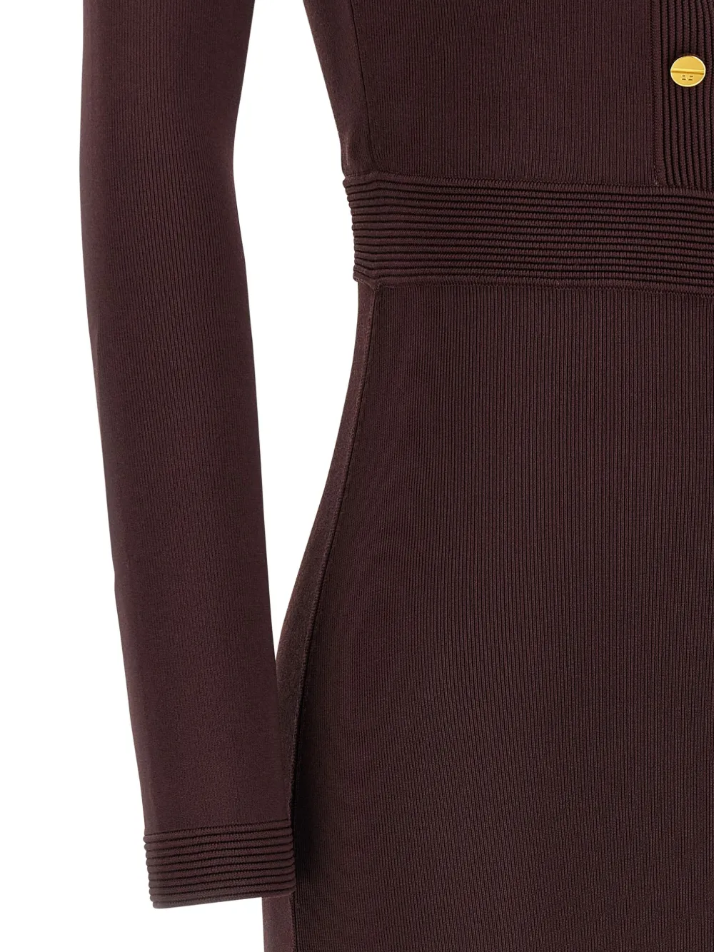 Elisabetta Franchi Chain-embellished High-neck Dress In Brown