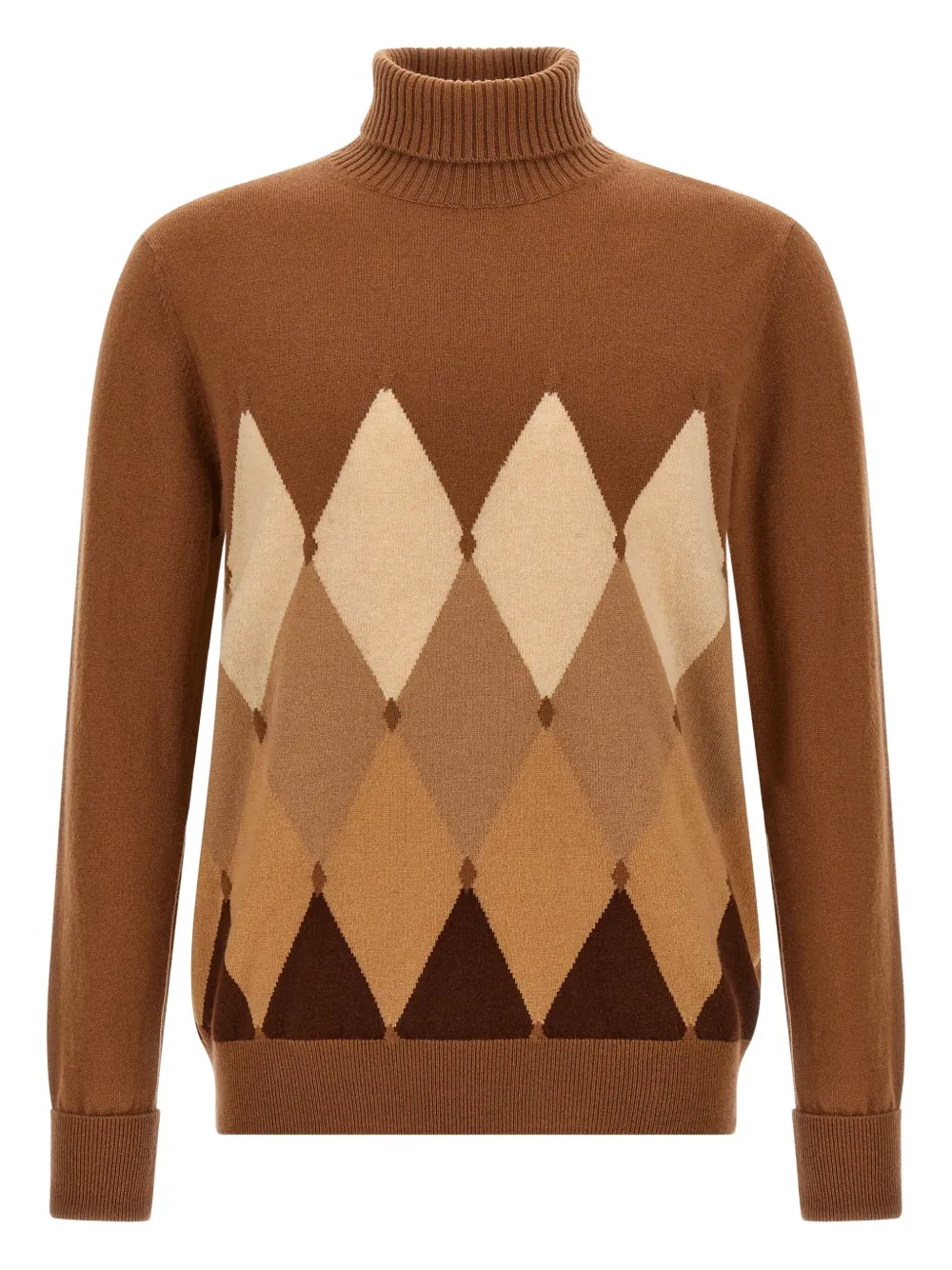 Ballantyne Argyle-pattern Turtleneck Sweater In Brown
