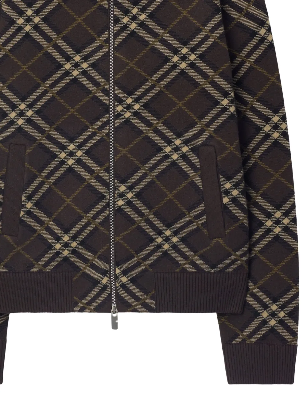 Burberry Check-pattern Wool-cashmere Blend Bomber Jacket In Brown