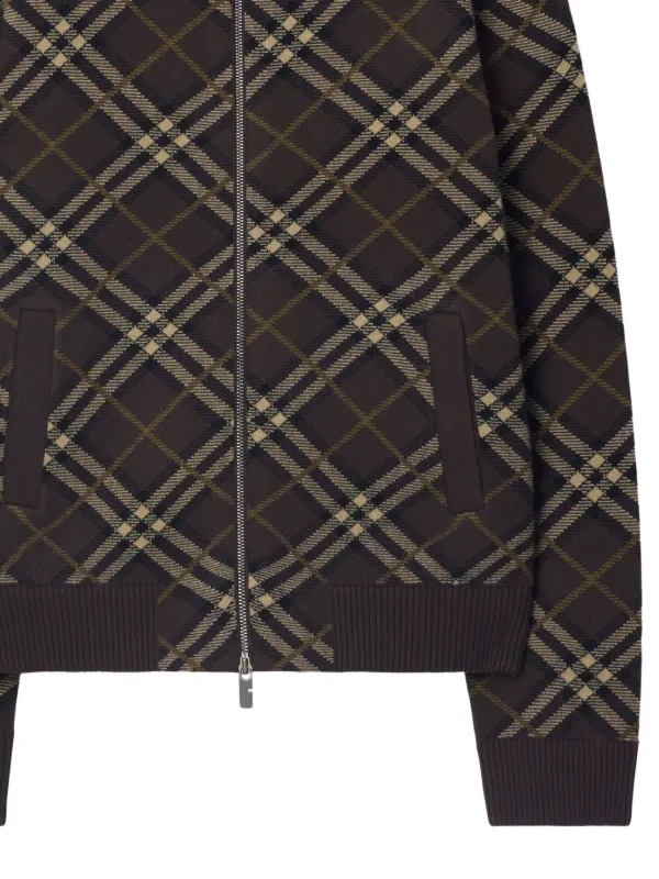 Burberry チェック ウールカシミア ボンバージャケット | ブラウン