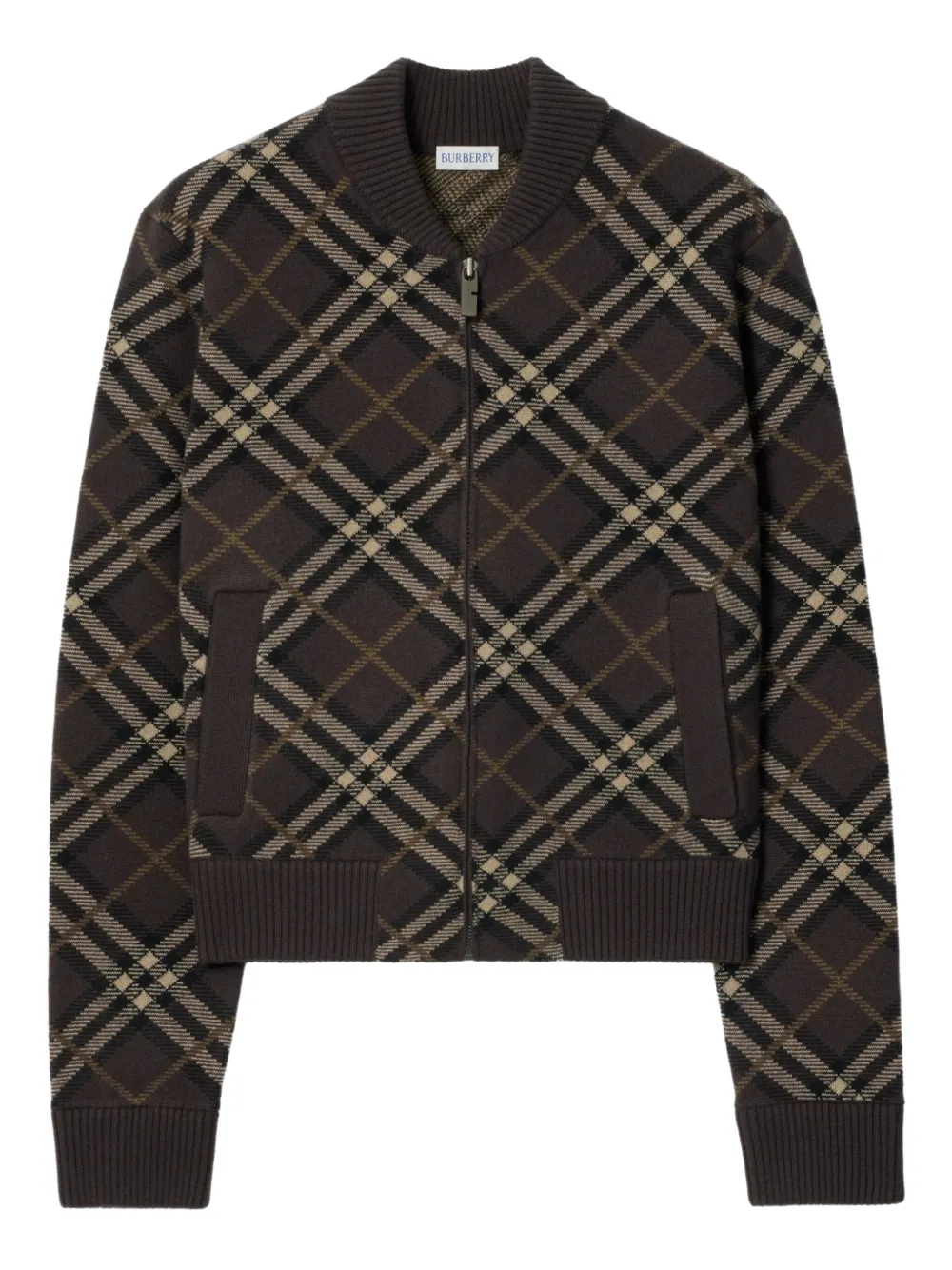 Burberry Check zip-up bomber jacket - Marrone