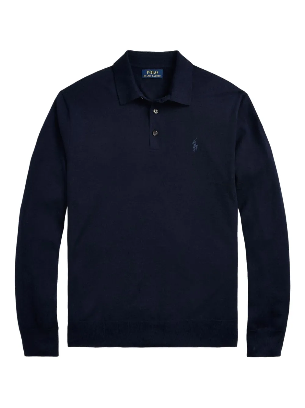Polo Ralph Lauren Tailored Wool Pullover With Classic Polo Collar In Blue