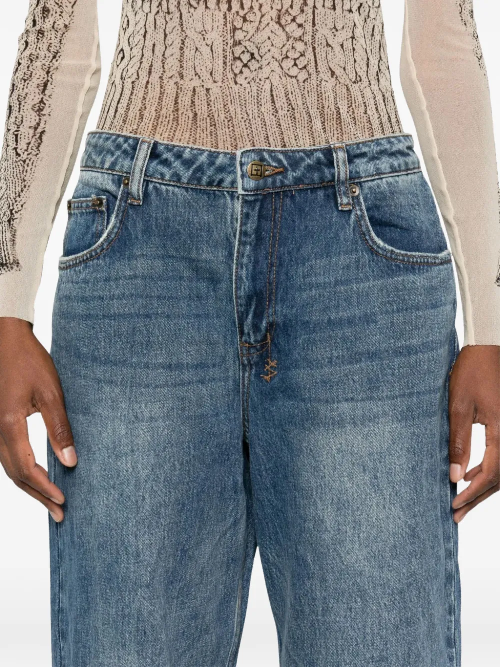 Playback cuffed wide-leg jeans