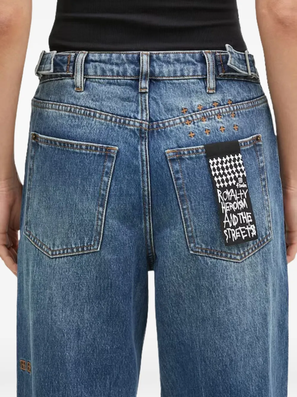 Playback cuffed wide-leg jeans