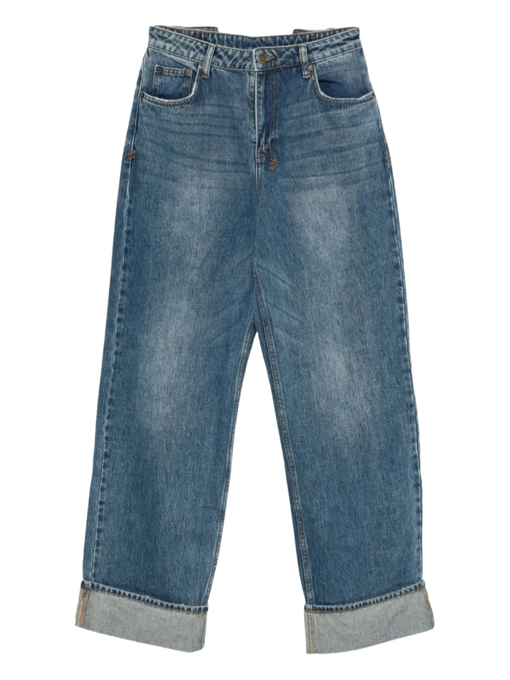 Ksubi Playback Cuffed Wide-leg Jeans In Blue