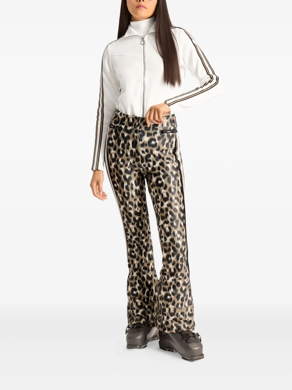 Fusalp Skibroek met luipaardprint en zijstreep - Bruin