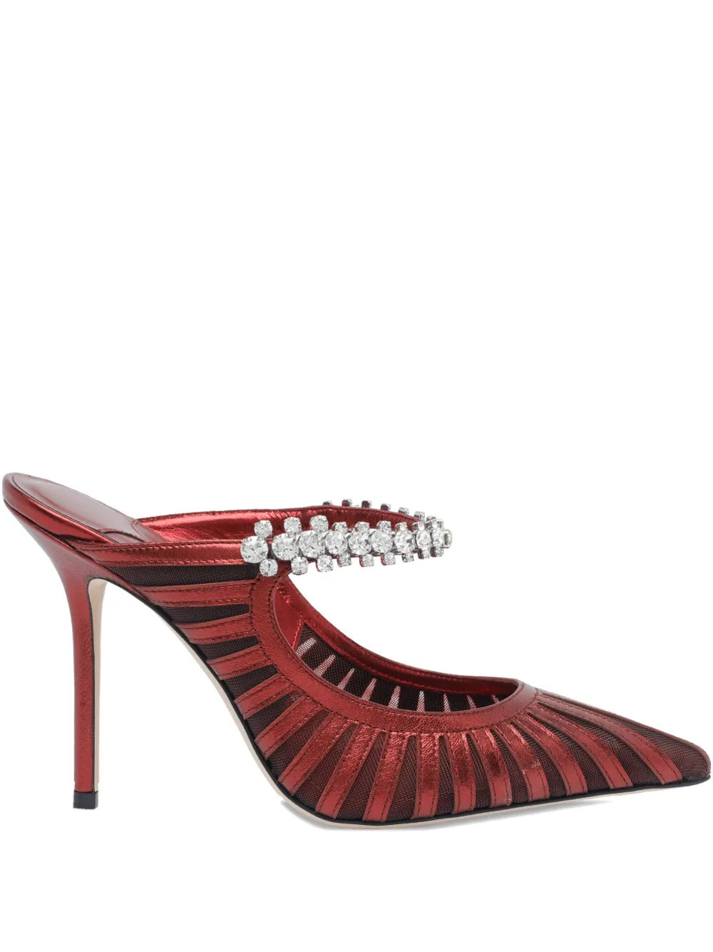 Jimmy Choo Strappy Stiletto Pumps Crystal Detail In Red