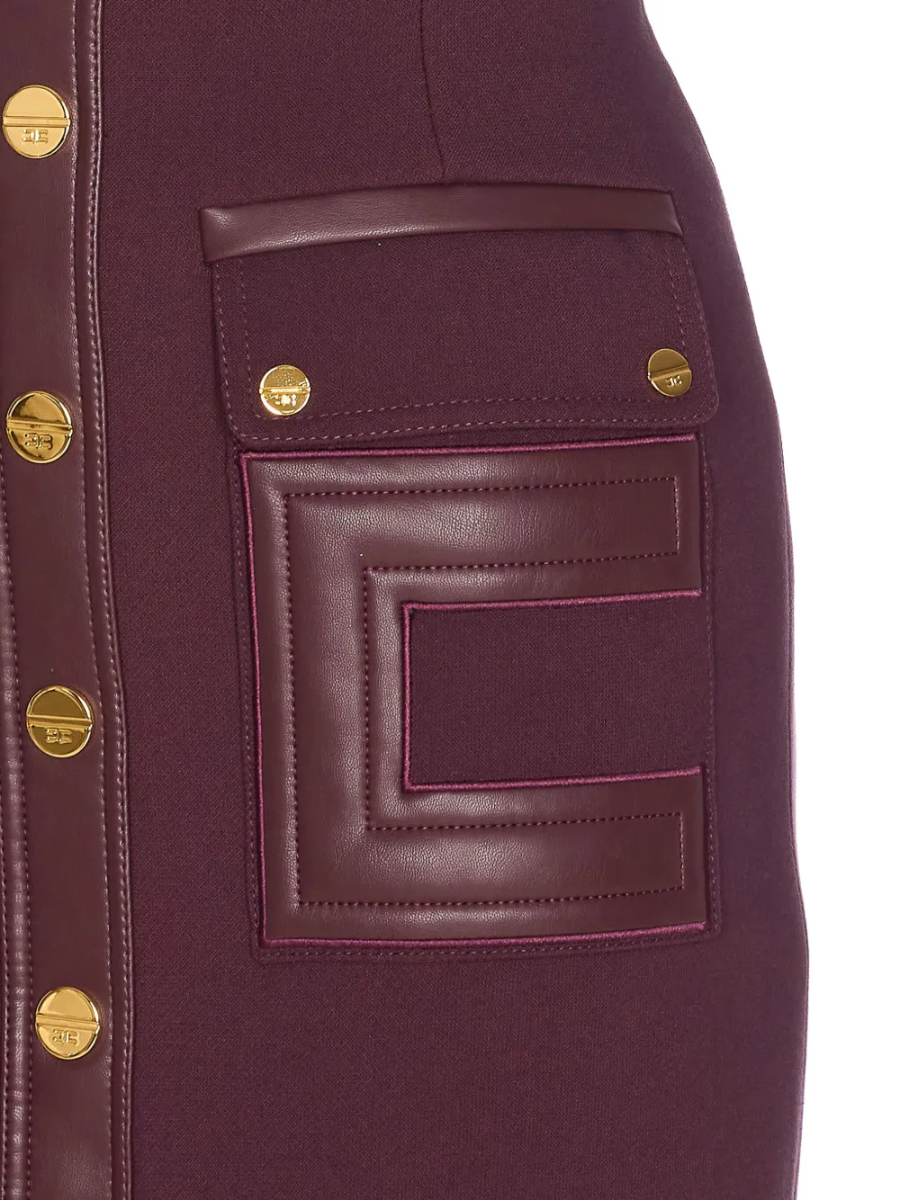 Elisabetta Franchi Merlot Dress With Faux Leather Inserts In Red