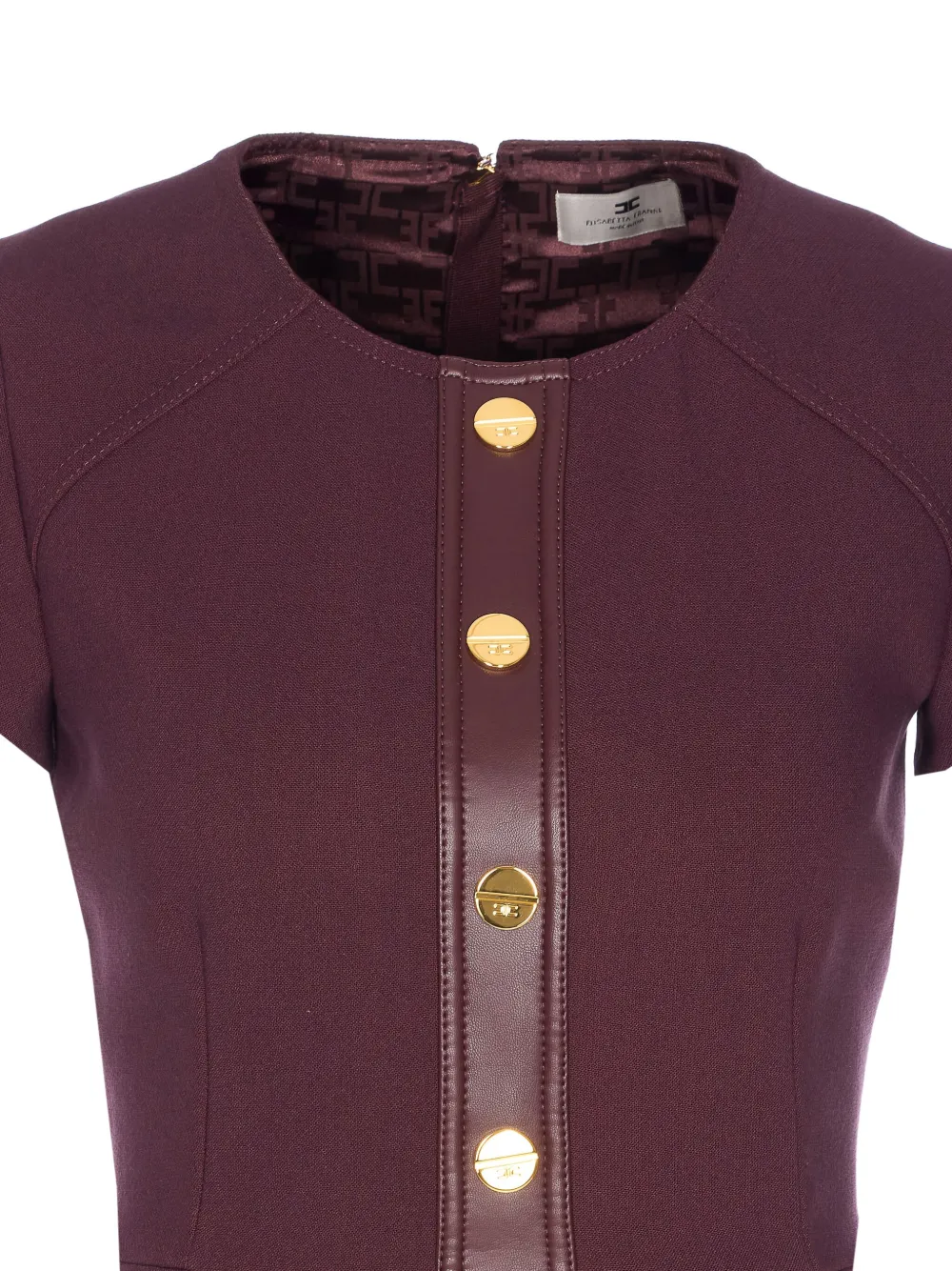 Elisabetta Franchi Merlot Dress With Faux Leather Inserts In Red