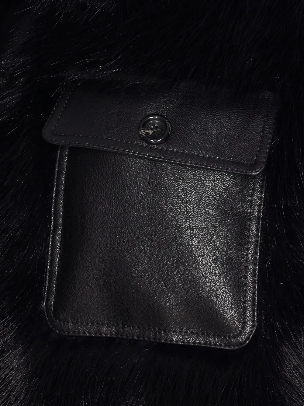 Liu •jo Faux Fur And Leather Jacket In Black