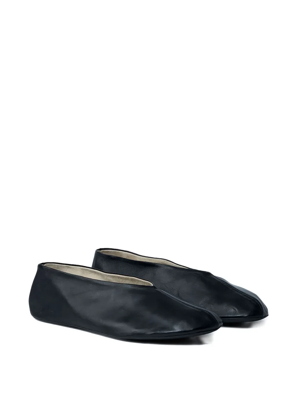 The Row Leather Ballet Flats In Black