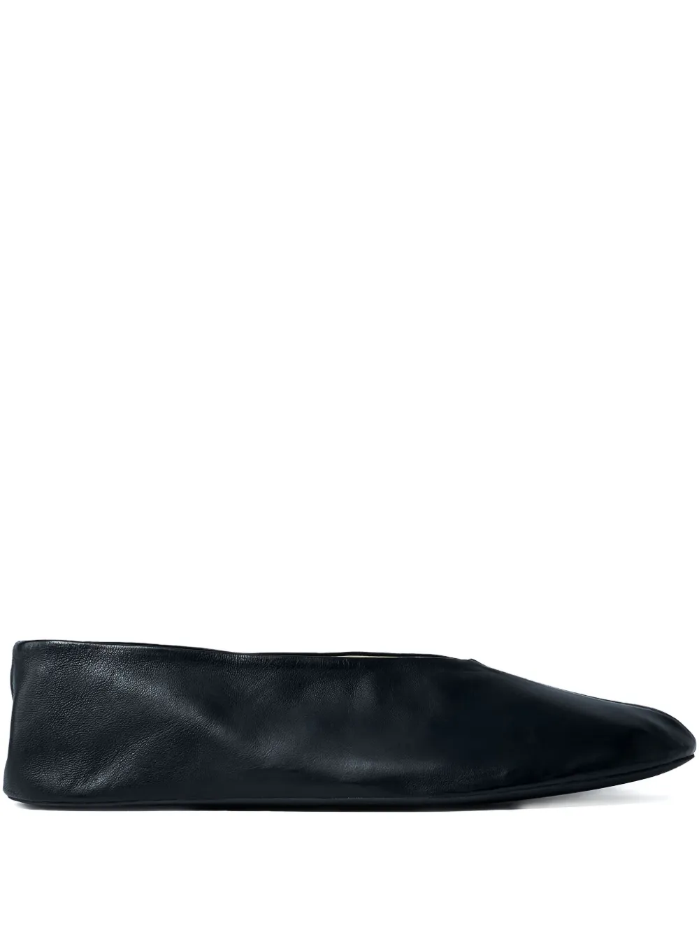 The Row Leather Ballet Flats In Black