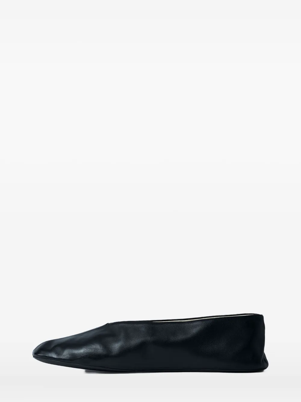 The Row Leather Ballet Flats In Black