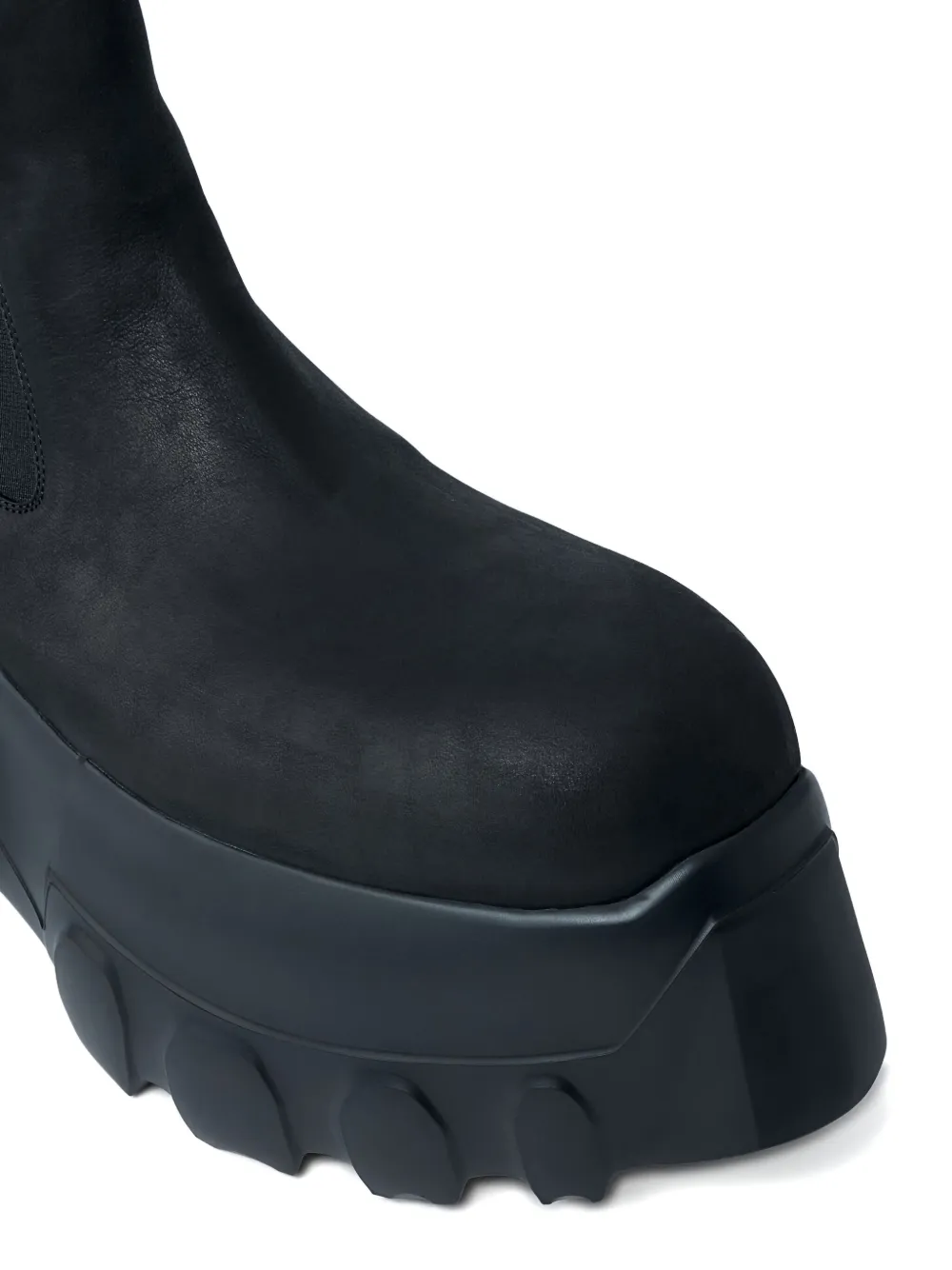 Rick Owens Beatle Mega Tractor Black Calf Leather Boots In Black