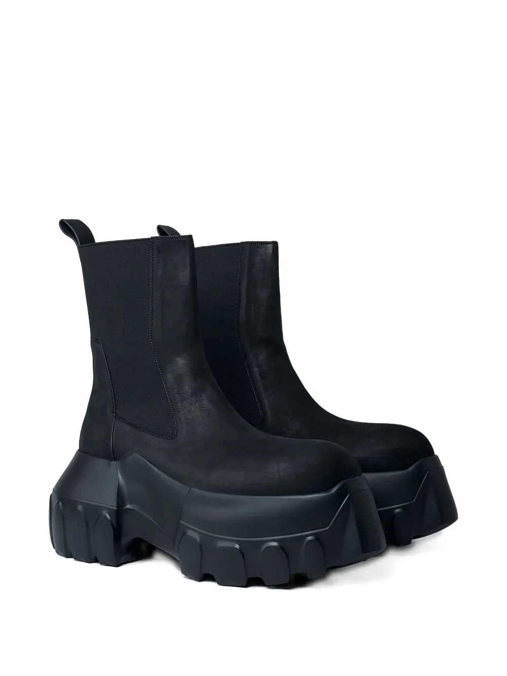 Rick Owens Beatle Mega Tractor Black Calf Leather Boots In Black