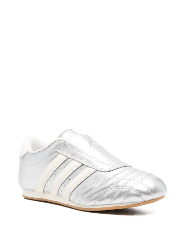 Adidas three-stripe metallic-leather Sneakers | Silver | FARFETCH