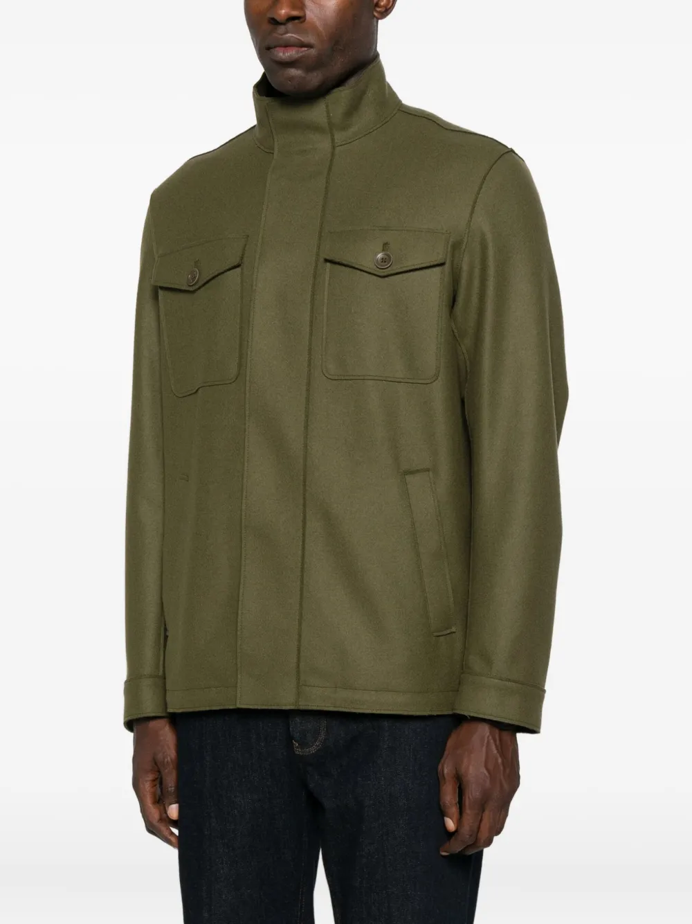 Herno Virgin Wool Blend Shirt Jacket In Green