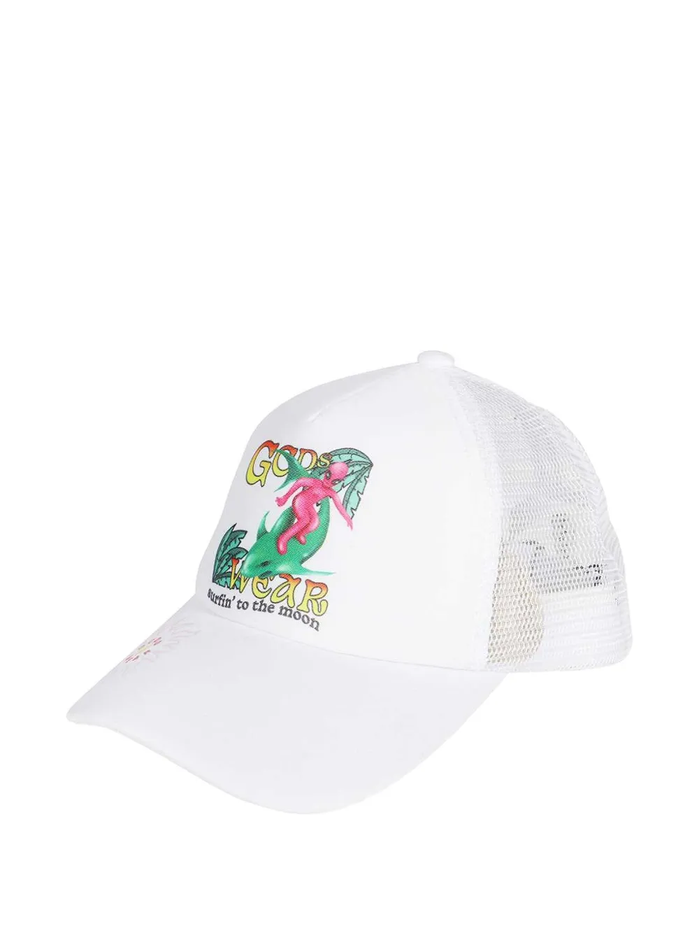 Gcds Mesh-panel Printed Baseball Cap In White