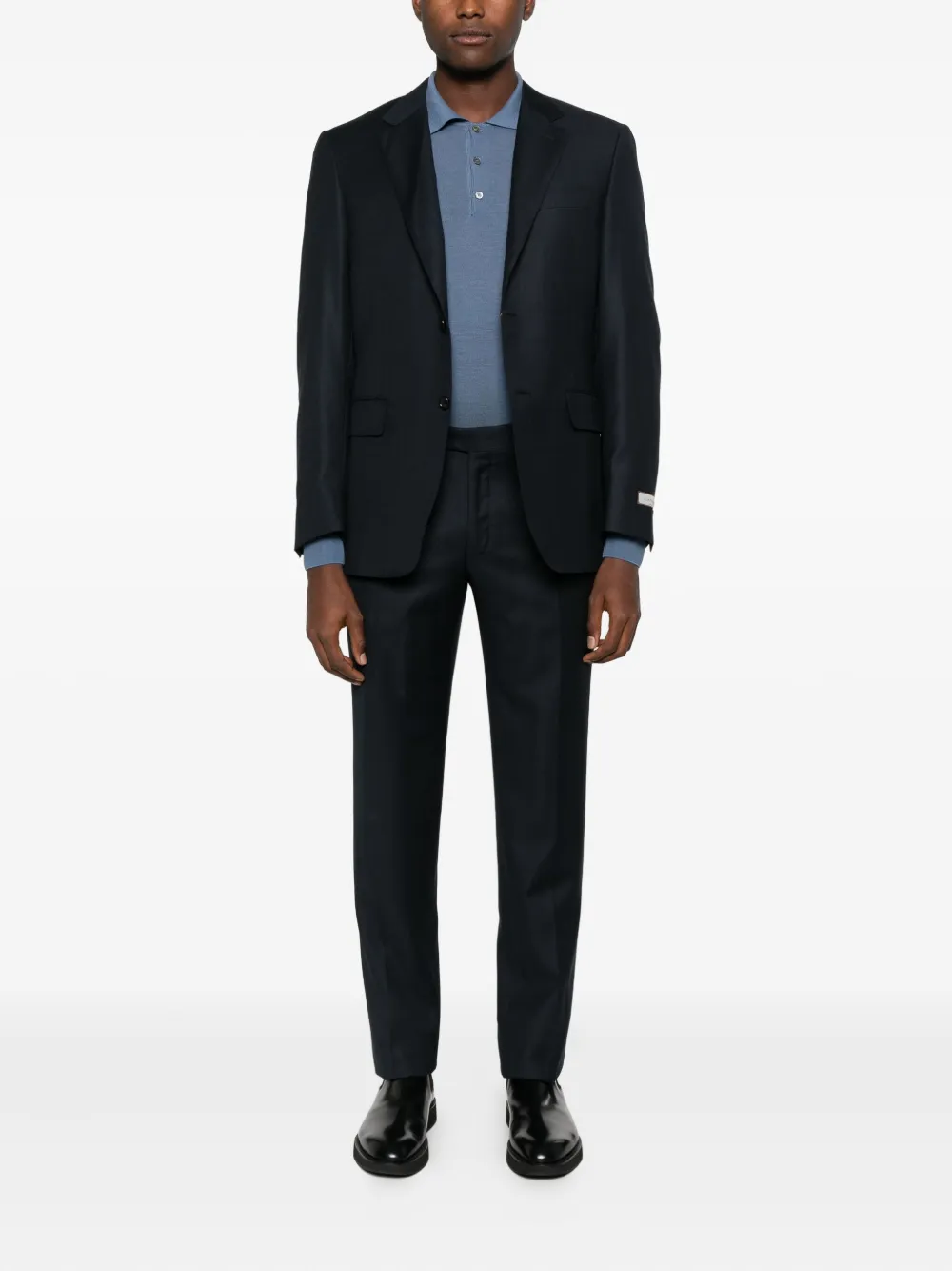 Canali Notched-lapel Single-breasted Suit In Blue