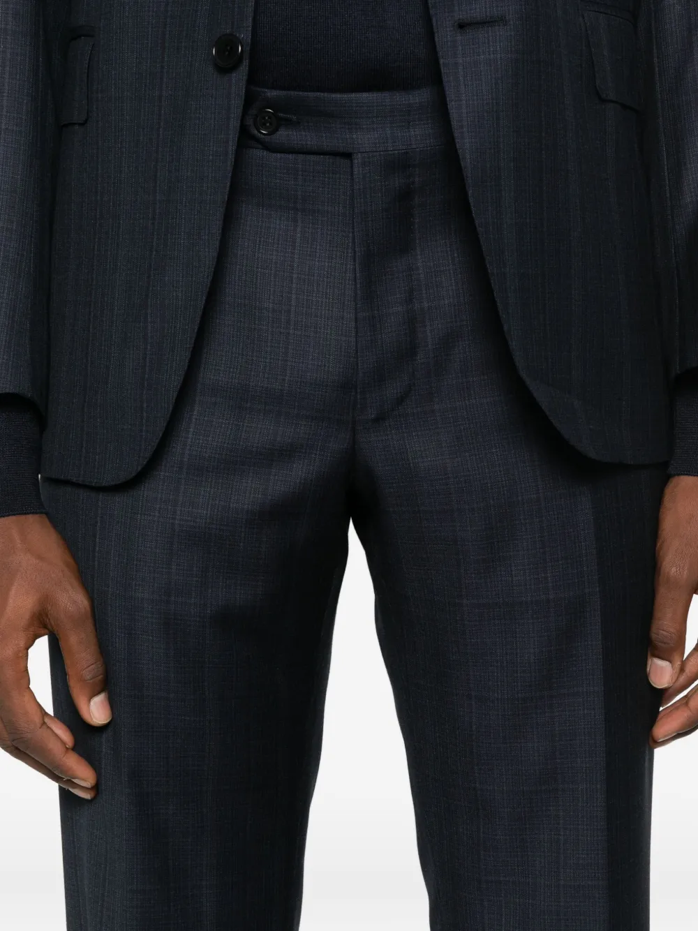 Canali Geruit wollen pak Zwart