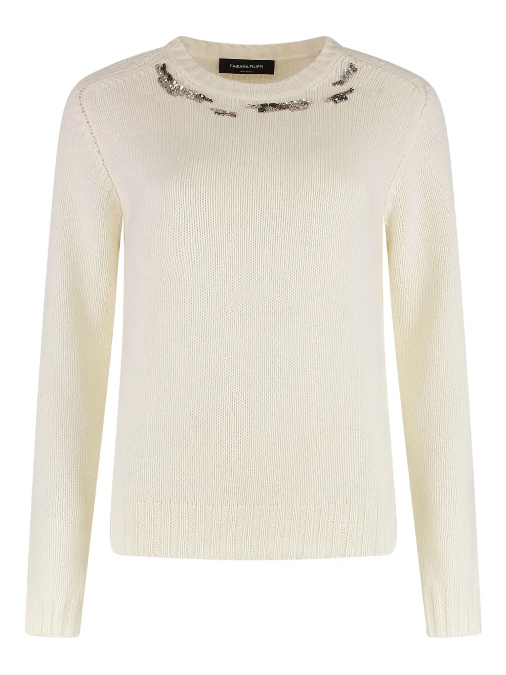 Fabiana Filippi Wool-blend Crew-neck Sweater In Neutral