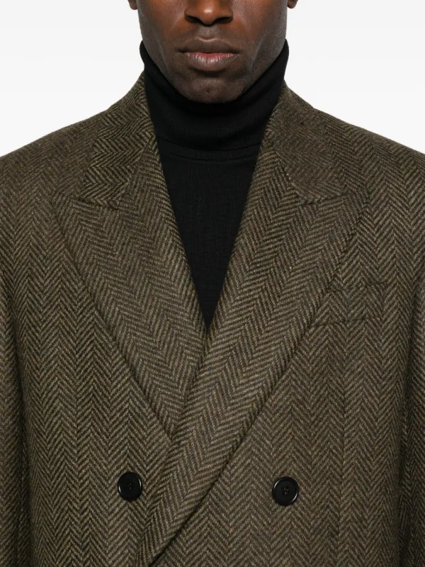 Sunflower Herringbone double-breasted Coat | Green | FARFETCH