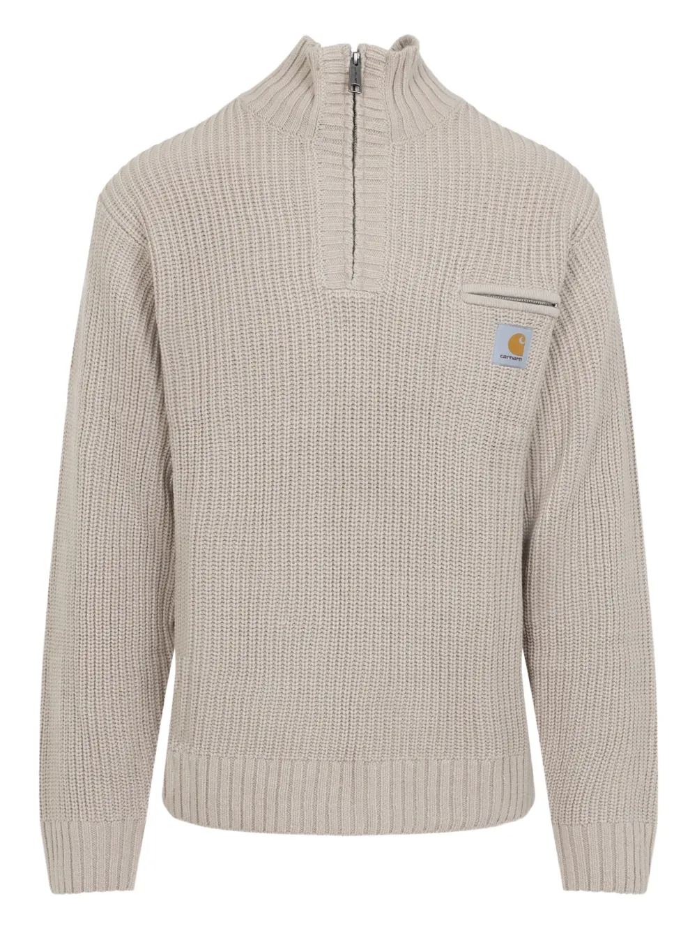 Carhartt Fleur De Sel Grey Detroit Half Zip Sweater In Brown