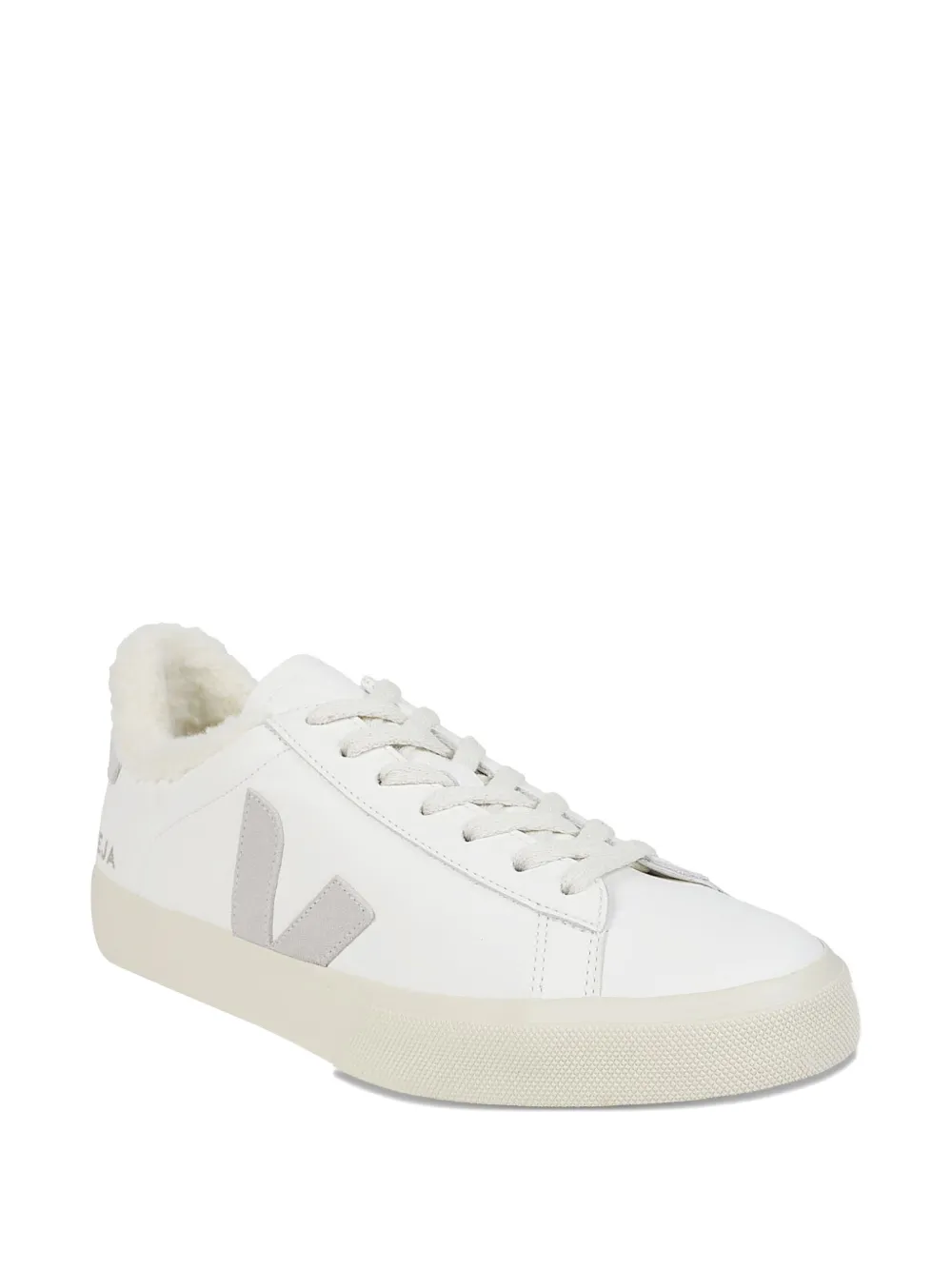 VEJA leather shearling sneakers EXTRA WHITE LIGHT GREY