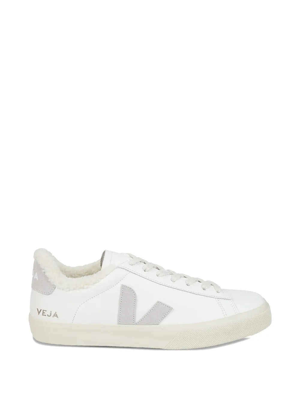 VEJA leather shearling sneakers EXTRA WHITE LIGHT GREY