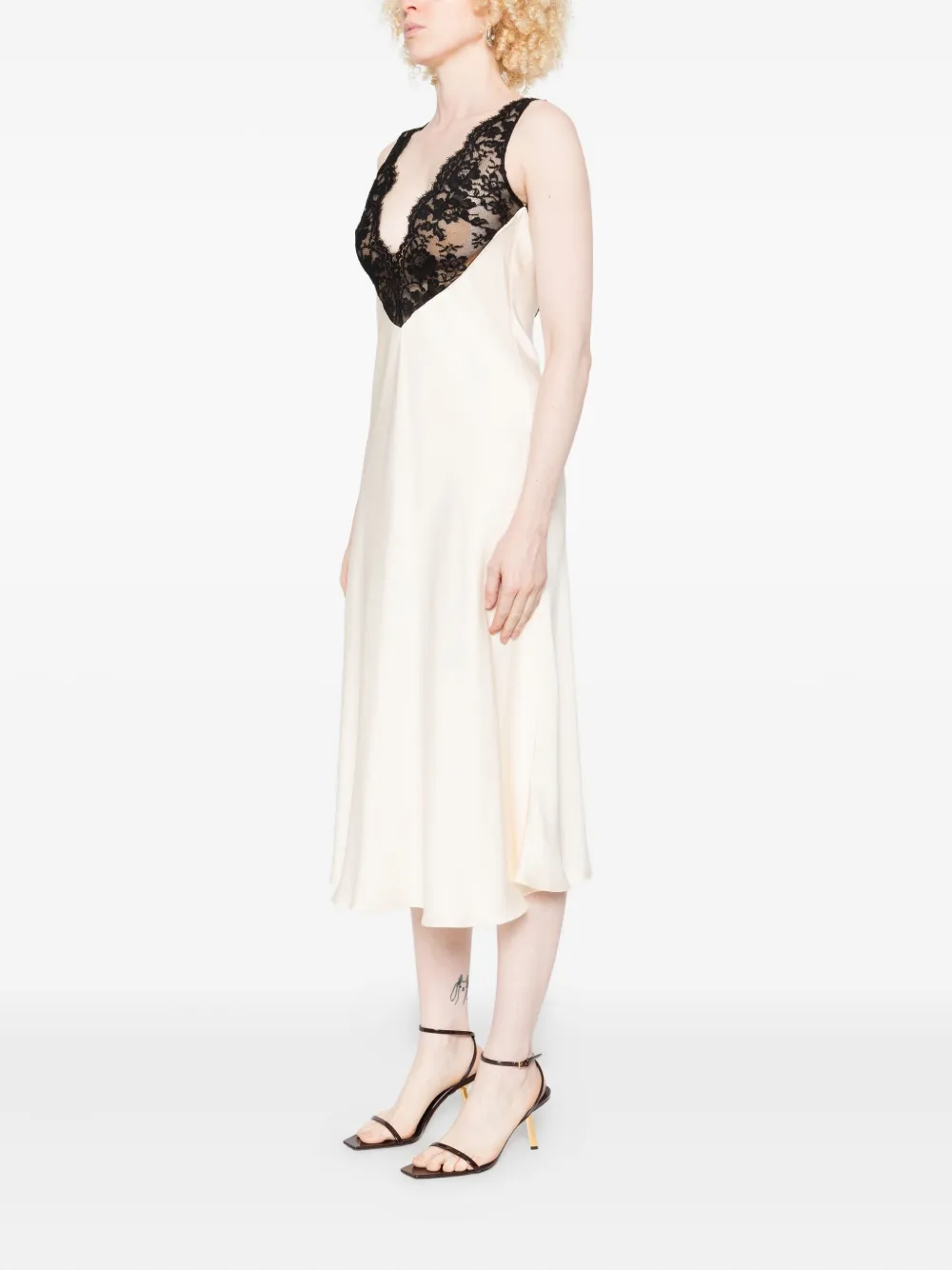 Chb Christian Boaro Lace-insert Slip Dress In White