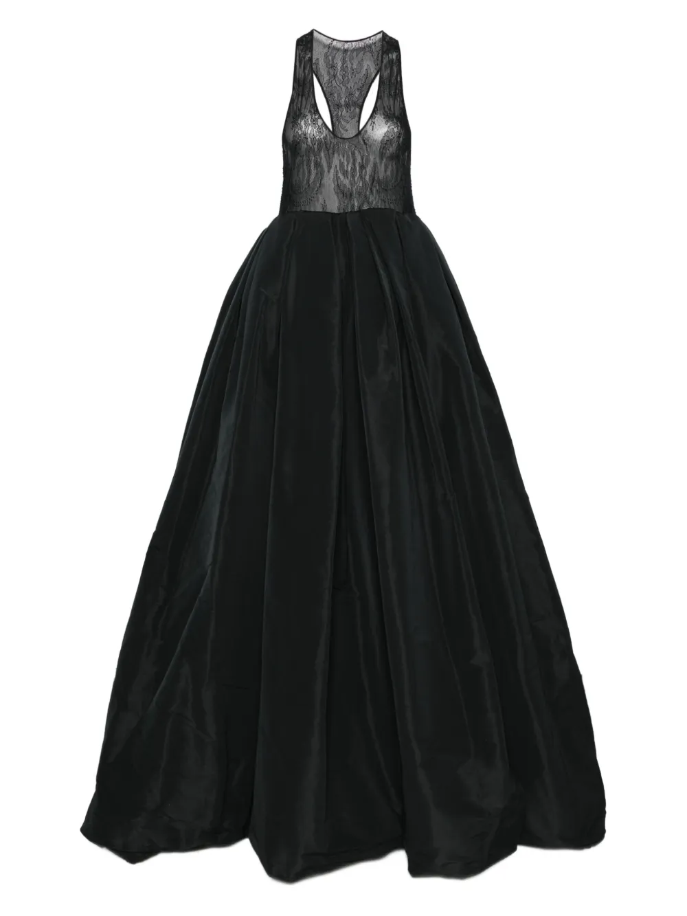 CHB CHRISTIAN BOARO lace-insert pleated gown | Black | Image 1