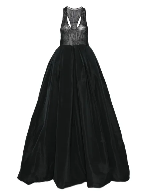 CHB CHRISTIAN BOARO lace-insert pleated gown